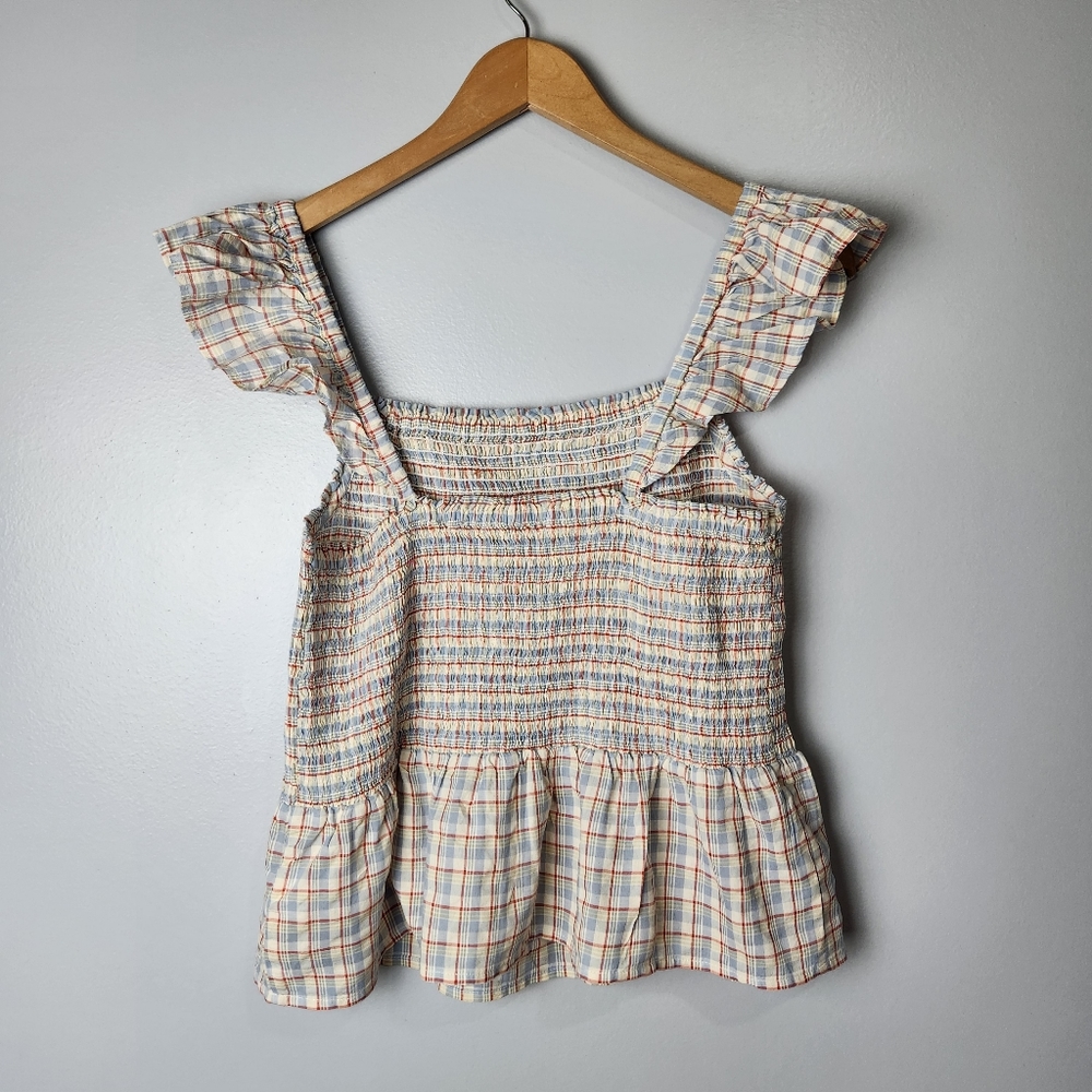 Madewell Seersucker Lucie Smocked Peplum - Picture 6 of 6